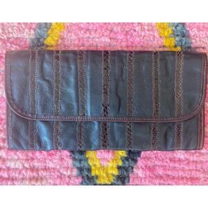 Carlos Falchi Vintage Clutch Buttery Leather & Snakeskin Black & Brown Amazing!